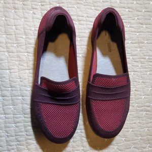 Clarks Cloud Steppers Flats Women's Maroon 8W Wide Stretchy Comfortable Casual